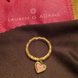 Lauren G Adams Ring Sz 7 Brown & Pink Heart Charm
